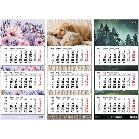 Kalendarz trojdzielny Top 2000 mix 2026 31x71cm 400204171 Top 2000