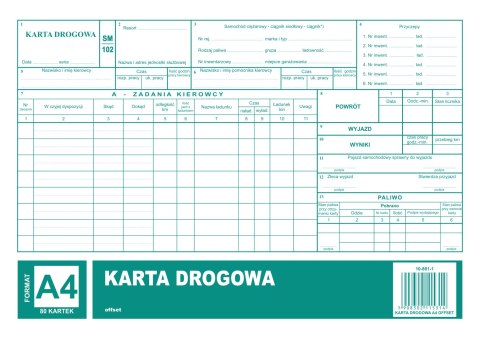 801-1 Karta drogowa SM/102 (samochód ciężarowy) A4 offset MICHALCZYK Michalczyk i Prokop