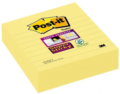 Karteczki samoprzylepne POST-IT Super Sticky XL w linię (675-SS3-CY), 101x10, 1mm, 3x70 kart., żółte Post-It 3M