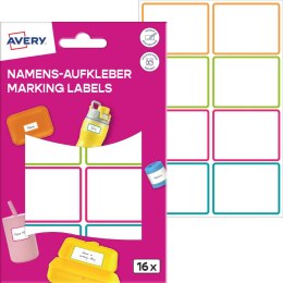 Naklejki do oznaczania; 48 x 34 mm, 16 naklejek, kolorowe ramki, AVERY NAME16C Avery Zweckform