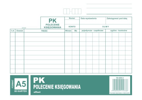 439-3 Polecenie księgowania A5 offset MICHALCZYK&PROKOP 80 kartek Michalczyk i Prokop 439-3 Polecenie księgowania A5 offset MICHALCZYK&PROKOP 80 kartek Michalczyk i Prokop