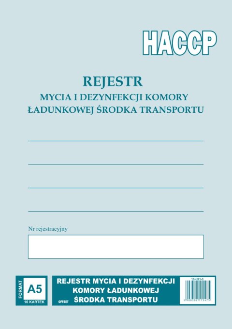 H-91-3 Rejestr mycia i dezynfekcji komory ładunkowej MICHALCZYK Michalczyk i Prokop H-91-3 Rejestr mycia i dezynfekcji komory ładunkowej MICHALCZYK Michalczyk i Prokop