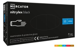Rękawice nitrylowe bezpudrowe diagnostyczne MERCATOR, nitrylex basic, (100 szt.), rozmiar M, czarne Nitrylex
