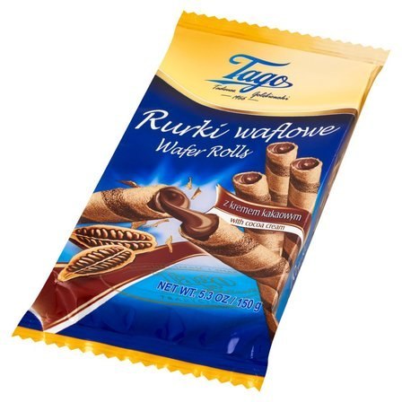 Rurki waflowe z kremem kakaowym 150g TAGO rolki Tago