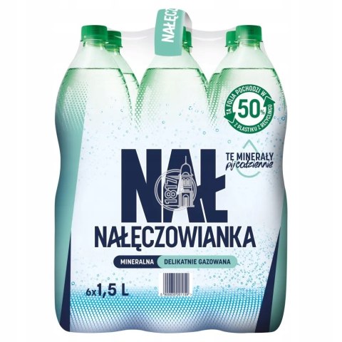 Woda NAŁĘCZOWIANKA gazowana 1.0L butelka PET zgrzewka 6 szt. Nałęczowianka