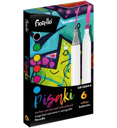 Airbrush markery wymienne 6 kolorów Fiorello GR-5604-6 170-2789 Fiorello