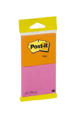 Bloczek samoprzylepny POST-IT_ (6720-PO),76x63,5mm, 2x75 kart., zawieszka, pomarańczowo-różowy Post-It 3M