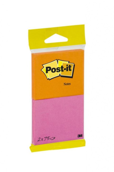 Bloczek samoprzylepny POST-IT_ (6720-PO),76x63,5mm, 2x75 kart., zawieszka, pomarańczowo-różowy Post-It 3M