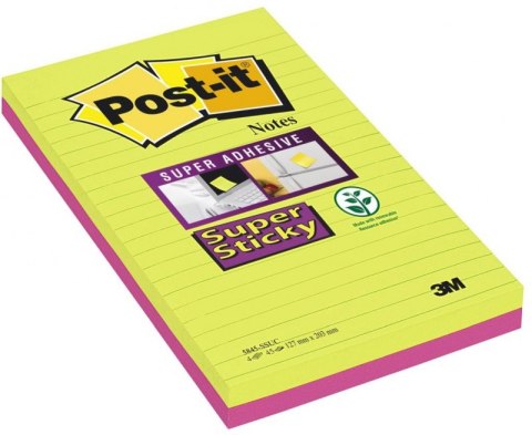 Bloczek samoprzylepny POST-IT_ Super Sticky XXXL w linię (5845- SS), 127x203mm, 2x45 kart., paleta marrakesz Post-It 3M