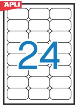 Etykiety 02872 64*33.9 czerwo fluo zaokrąglona APLI 20ar. Apli