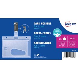 Holdery na karty z klipsem, 54 _ 85 mm, 25 szt., półprzezroczyste, 4826 Avery Zweckform