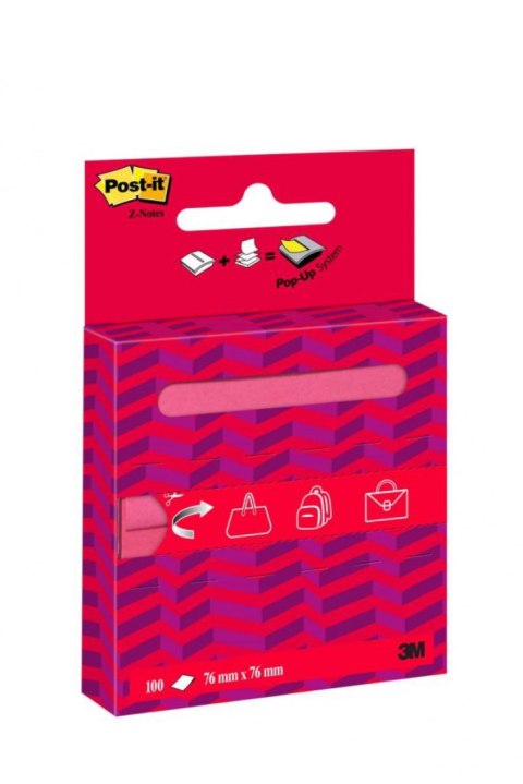 Karteczki samoprzylepne Post-it_ Z-Notes On The Go (R330-OTG), 76x76mm, 1x100 kart., w kartonowym podajniku, mix kolorów Post-It 3M