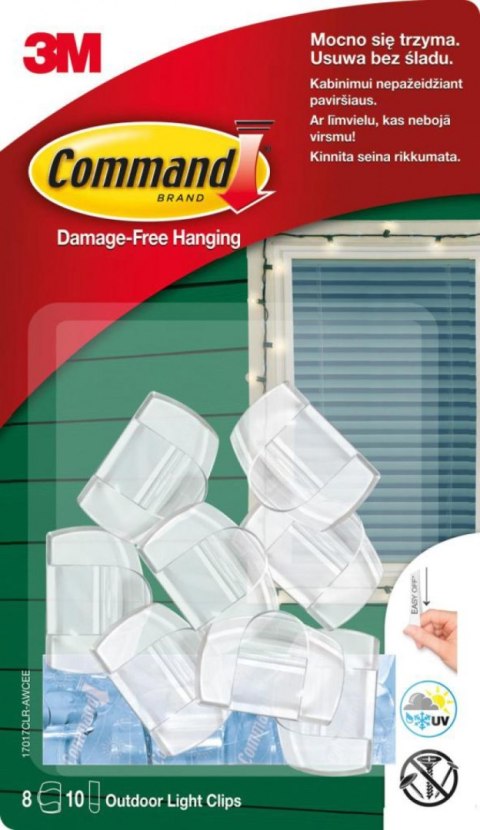 Klipsy do wieszania lampek COMMAND_ Outdoor (17017CLR-AWCEE), 8szt., transparentne Command 3M