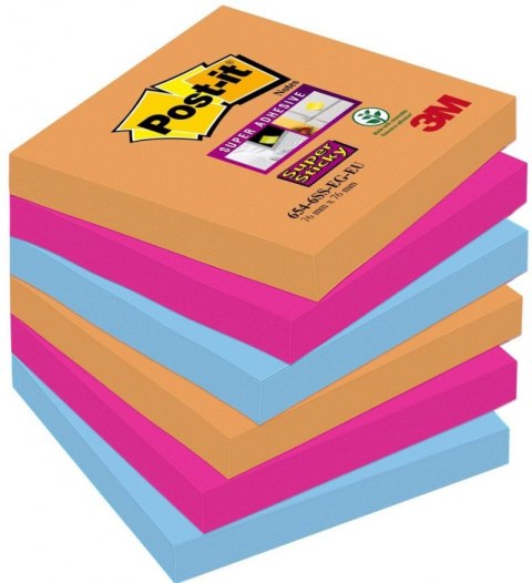 Nowy indeks blk2680 Bloczek samoprzylepny POST-IT_ Super Sticky (654-6SS-EG), 76x76mm, 6x90 kart., bangkok, 3M-70007011870 Post-It 3M