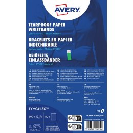 Opaski na rękę Tyvek, 256 _ 19 mm, zielone neonowe, TYVGN_50 Avery Zweckform