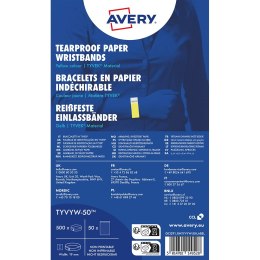 Opaski na rękę Tyvek, 256 _ 19 mm, żółte neonowe, TYVYW_50 Avery Zweckform