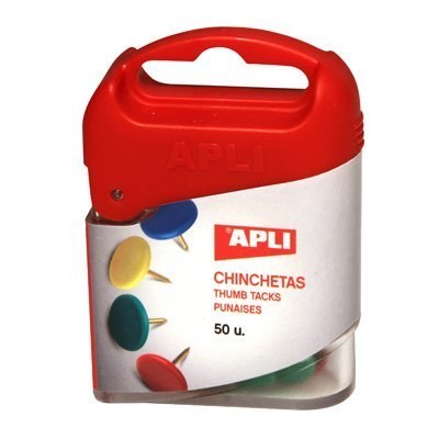 Pinezki kolorowe 50szt.APLI 12347 pudełko plastik Apli