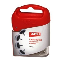 Pinezki niklowane 50szt.APLI 12345 pudełko plastik Apli