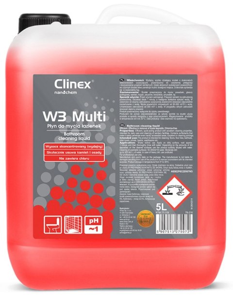 CLINEX Płyn do mycia sanitariatów W3 Multi 5l CL77119 Clinex