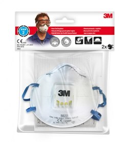 Półmaska ochronna z zaworkiem 3M Cool Flow FFP2 (8822), przeciw pyłom i mgłom 3M