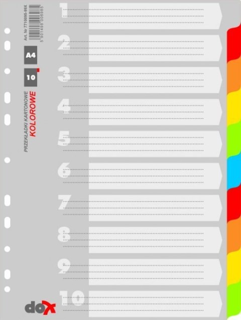 Przekładki kart.DOX A4 kolor 7710095-99X DONAU Donau