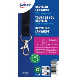 Smycze z recyklingowanego PET, 10 szt., 15 _ 440 mm, czarne, 4842N Avery Zweckform
