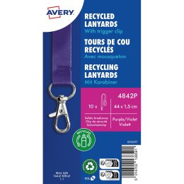 Smycze z recyklingowanego PET, 10 szt., 15 _ 440 mm, fioletowe, 4842P Avery Zweckform