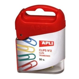 Spinacze kolorowe 50szt.APLI 12346 pudełko plastik Apli