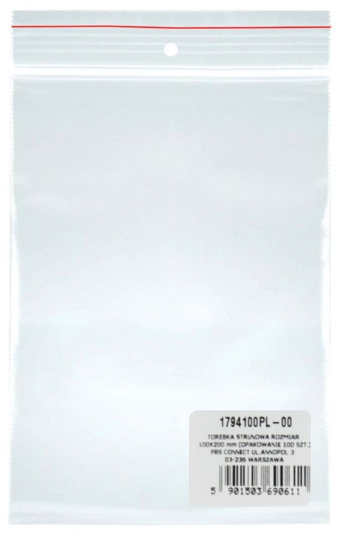 Torebka strunowa DONAU, PP, 100x200mm, 100szt., transparentna Donau