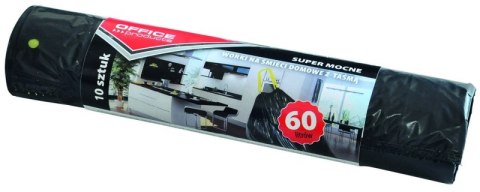 Worki na śmieci domowe z taśmą , super mocne (LDPE), 60l, 10szt., czarne, typu OFFICE PRODUCTS 22023222-05 Office Products