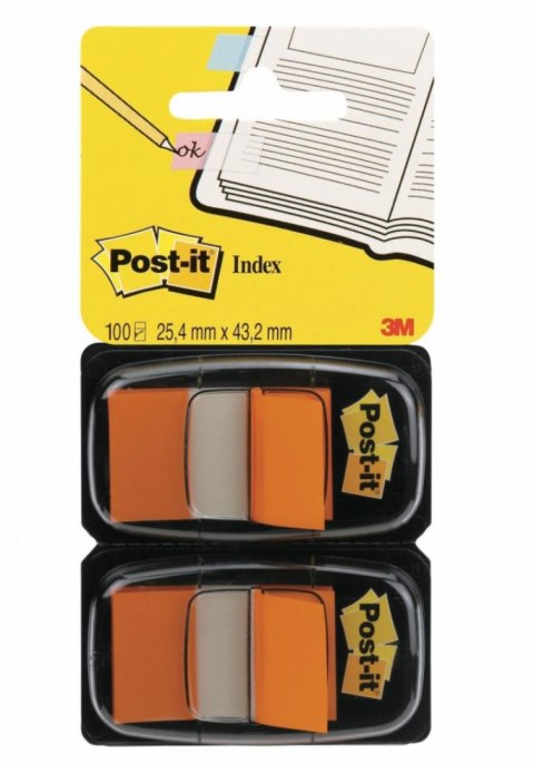 Zakładki indeksujące POST-IT_ (680-O2EU), PP, 25,4x43,2mm, 2x50 kart., pomarańczowy Post-It 3M