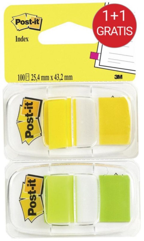 Zestaw zakładek indeksujących Post-it_ (6923SP-45PO), pp, 25,4x43,1mm, 2x50 kart., żółty/zielony Post-It 3M