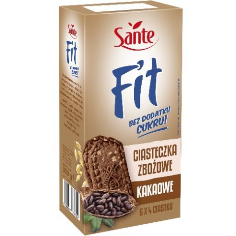 Ciasteczka owsiano-zbożowe kakaowe FIT bez cukru (6x4szt.) 300g SANTE Sante