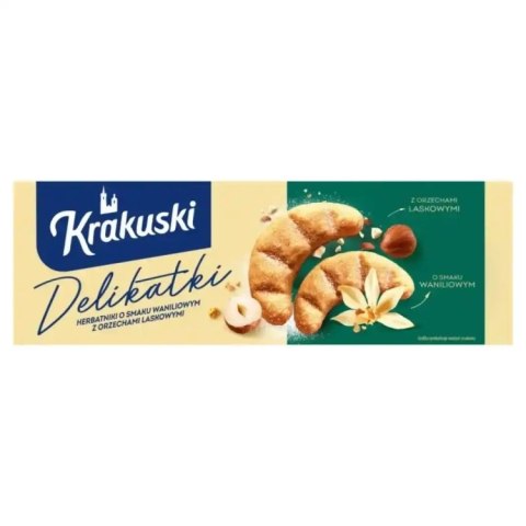 Ciastka_BAHLSEN KRAKUSKI DELIKATKI herbatniki o smaku waniliowym z orzechami laskowymi 125g Krakuski
