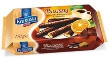 Ciastka BAHLSEN KRAKUSKI paluszki z galaretką pomarańcza w czekoladzie 144g Krakuski