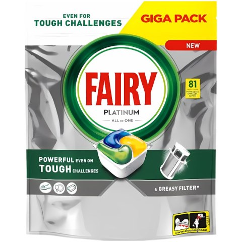 FAIRY Kapsułki do zmywarki PLATINUM ALL IN ONE 81 sztuk LEMON 36935 Fairy