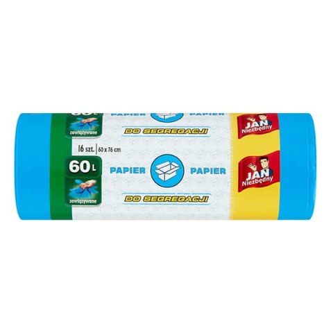 JAN NIEZBĘDNY Worki HD Easy-pack niebieskie wiązane 60l 16 szt. do segregacji papier 40760 Jan Niezbędny