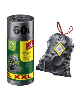 JAN NIEZBĘDNY Worki na śmieci magnum flex z taśmą 60l 20szt. szare 353487 Jan Niezbędny