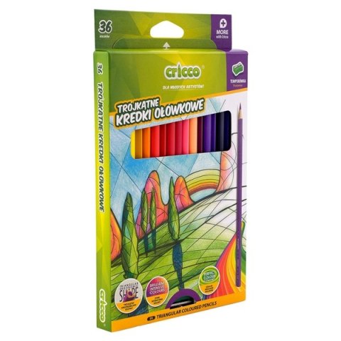 KREDKI CRICCO TRÓJKĄTNE 36-KOL. OP.KARTONOWE Z TEMPERÓWKĄ CR322K36 Cricco