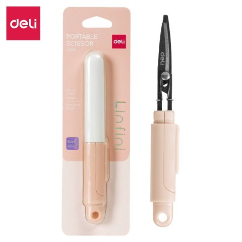 Kompaktowe nożyczki Deli EZ508 w bezpiecznym etui, różowe, EZ508P Deli