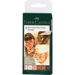 Komplet cienkopisów PITT ARTIST PEN BRUSH 6kol. etui 167167FC Faber-Castell