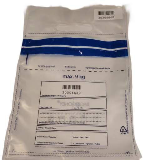 Koperta bezpieczna/bankowa na bilon max 9kg (50szt.) zew.245*290mm transparent 55838097 NC Koperty