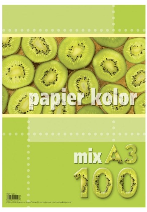 Papier xero A3 80g mix kolorów (100 arkuszy) KRESKA. Kreska