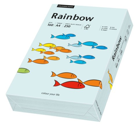 Papier xero kolorowy A4 160g 250 ark. RAINBOW jasnoniebieski R82 88042703 Rainbow