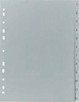Przekładki numeryczne A4 1-15, szare, polipropylenowe, Biella 470415-00 Biella
