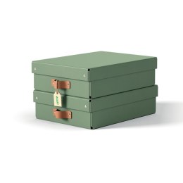 Pudełko do przechowywania Leitz Puro z pokrywką, średnie niskie, 8 l, z tektury w 100% z recyklingu, 2 szt., zielone 61480050 Leitz
