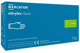 Rękawice nitrylowe bezpudrowe diagnostyczne MERCATOR, nitrylex classic, (100 szt.), rozmiar S, niebieskie Mercator