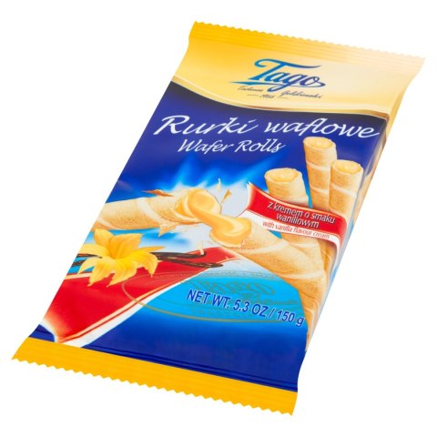 Rurki waflowe z kremem waniliowym 150g TAGO rolki Tago