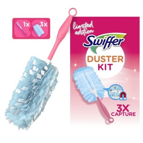 SWIFFER PINK Duster Kit do usuwania kurzu (1 miotełka + 3 wkłady) kurzawka Pronto