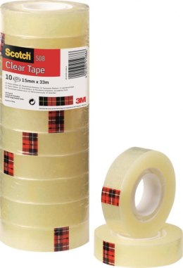 Taśma biurowa ekonomiczna SCOTCH_ (508), 15mm, 33m, 10szt., transparentny żółty Scotch 3M